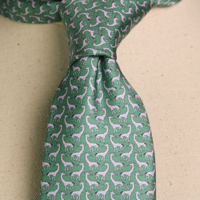 Corbata seda jirafas verde