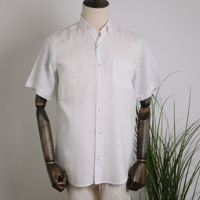 Camisa lino manga corta blanca