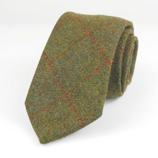 Corbata de lana verde con cuadro
