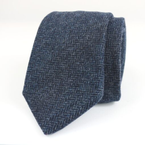 Corbata de lana espigas azul