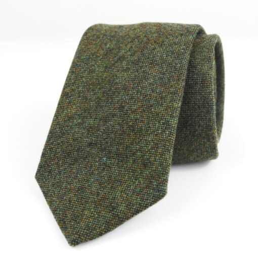 Corbata de lana verde minipunto