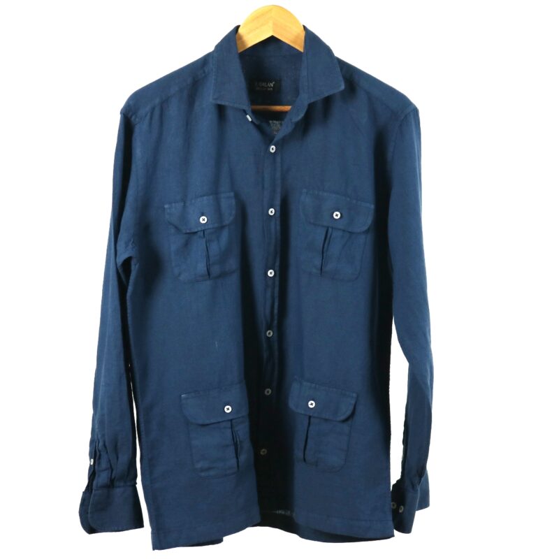 Camisa 4 bolsillos tintada marino
