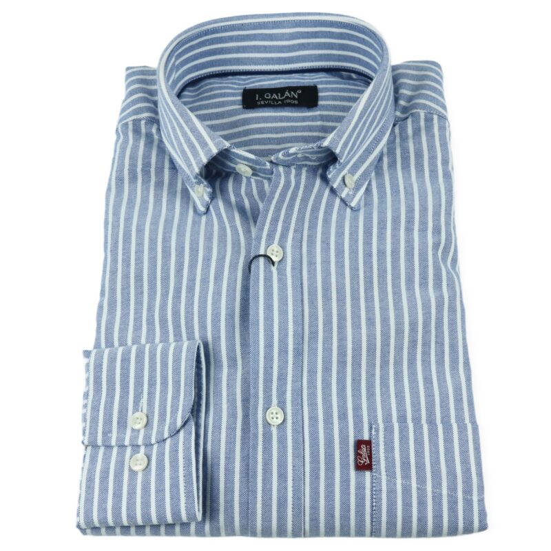 Camisa Oxford azul barra blanca