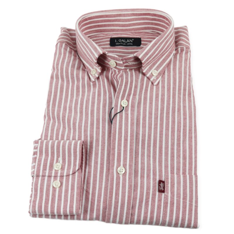 Camisa Oxford burdeos con barra blanca