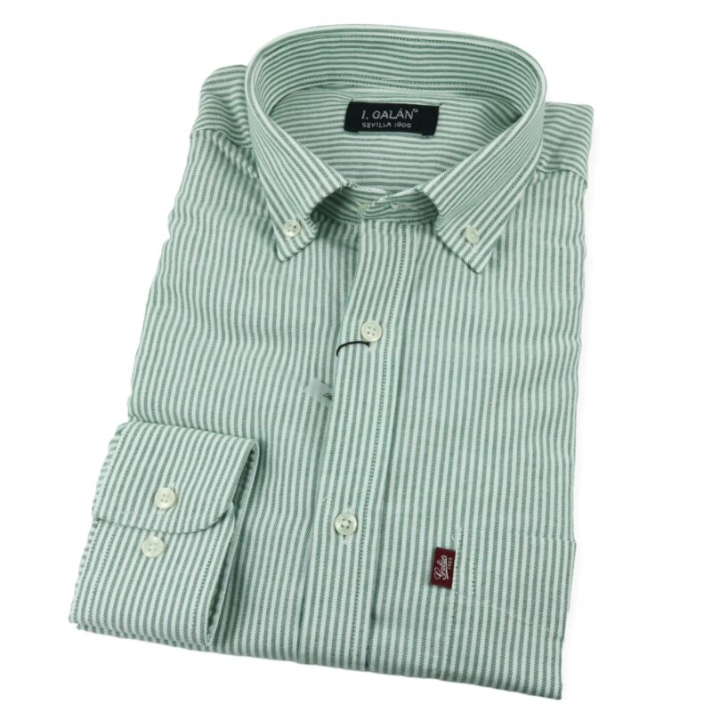 Camisa Oxford rayas verde y blanca