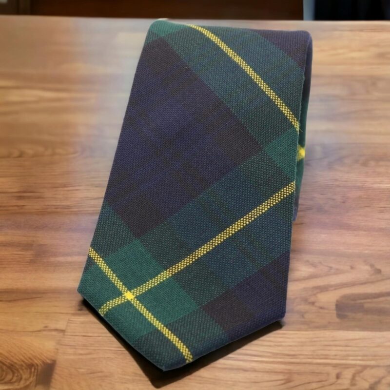 Corbata de lana cuadro escoces verde y azul