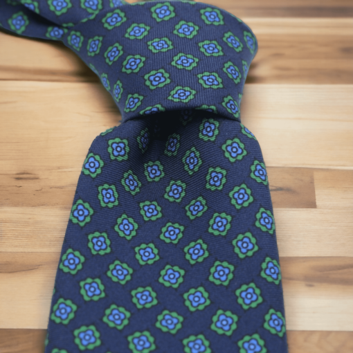 Corbata seda flor azul - Imagen 2