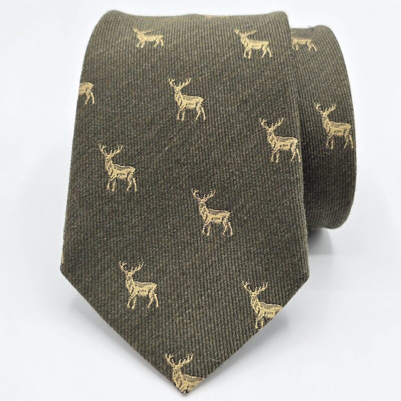 Corbata lana ciervo verde