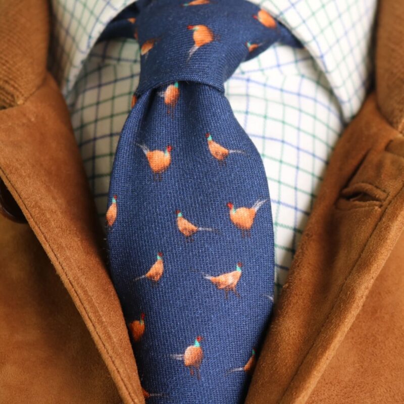 Corbata de lana Faisán azul