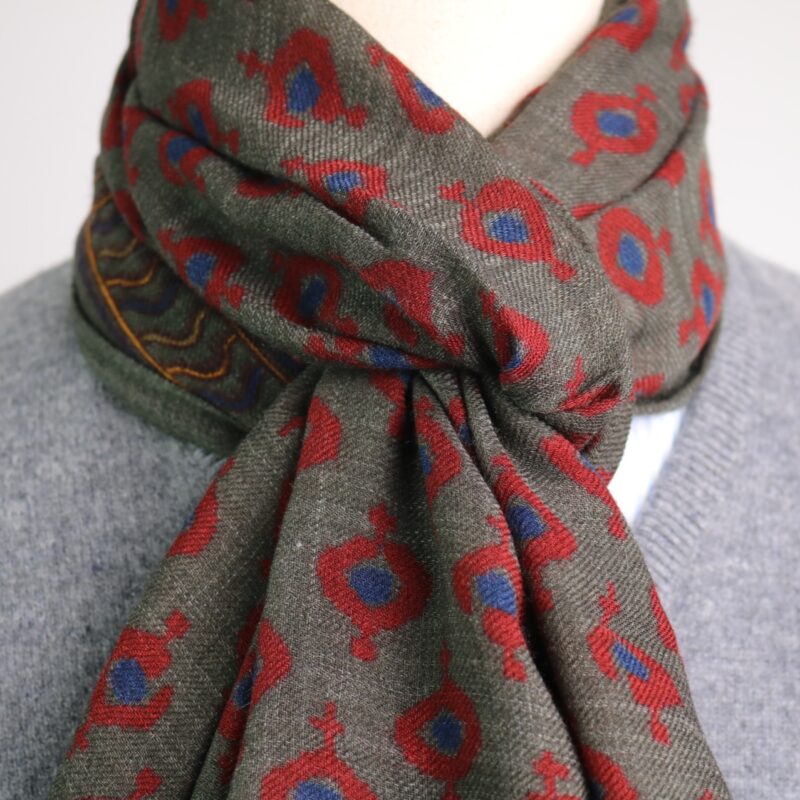 Fular "Turin" verde y grana