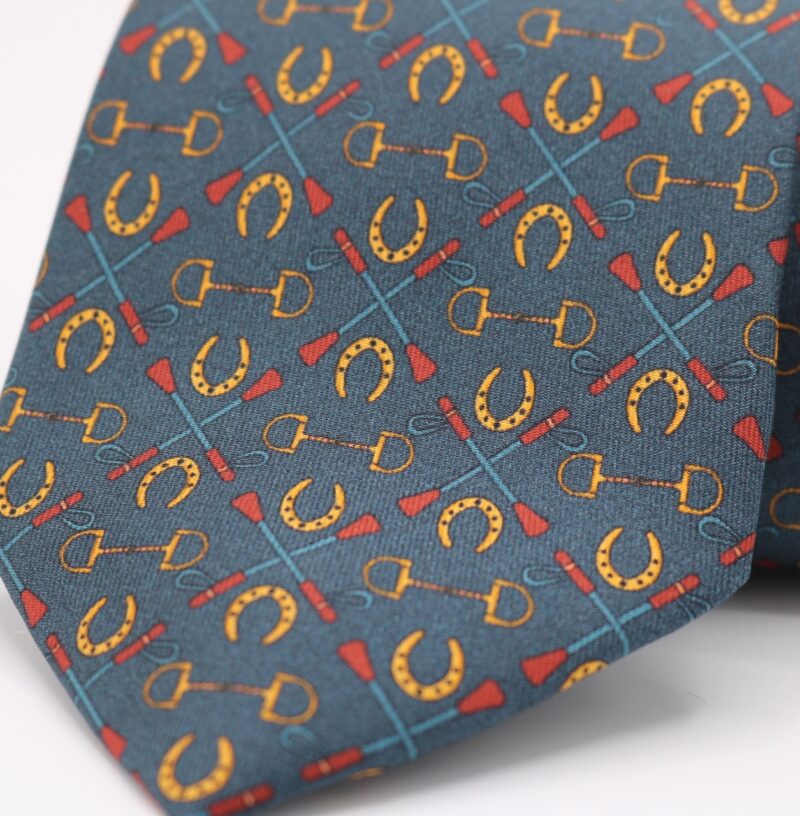 Corbata seda herraduras azul - Imagen 2