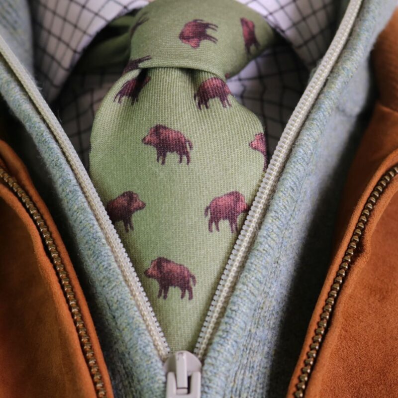 Corbata de lana Jabalí verde