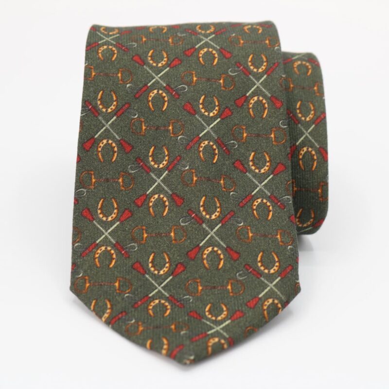 Corbata de lana herraduras verde