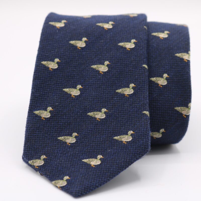 Corbata lana patos azul