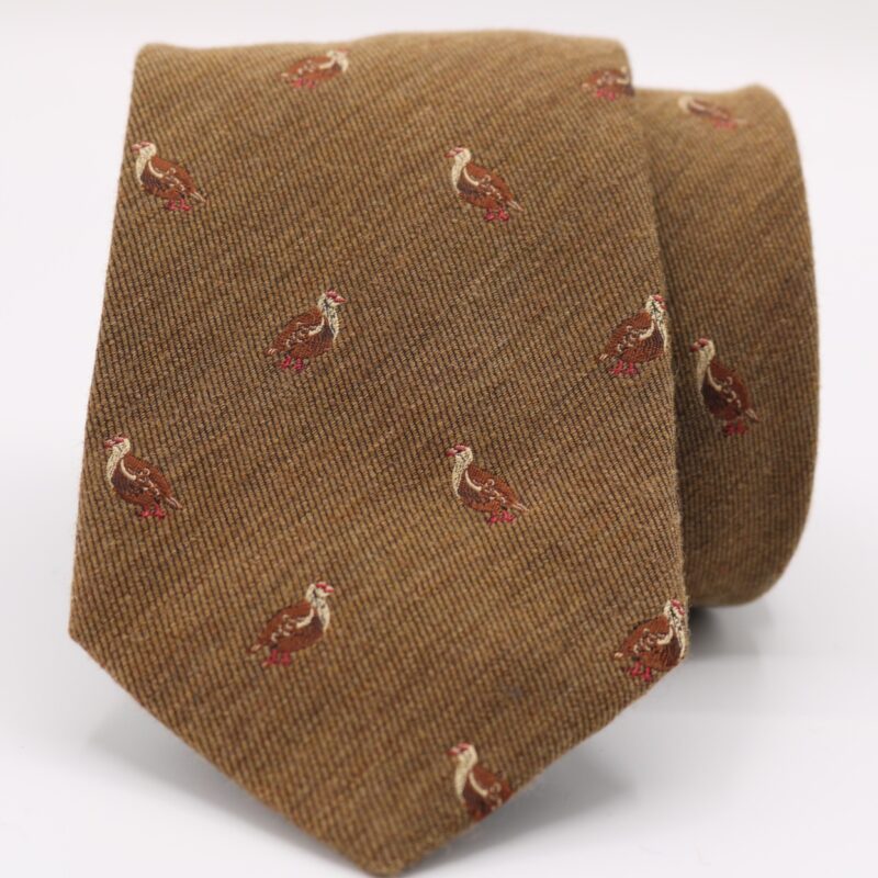 Corbata lana perdiz marrón