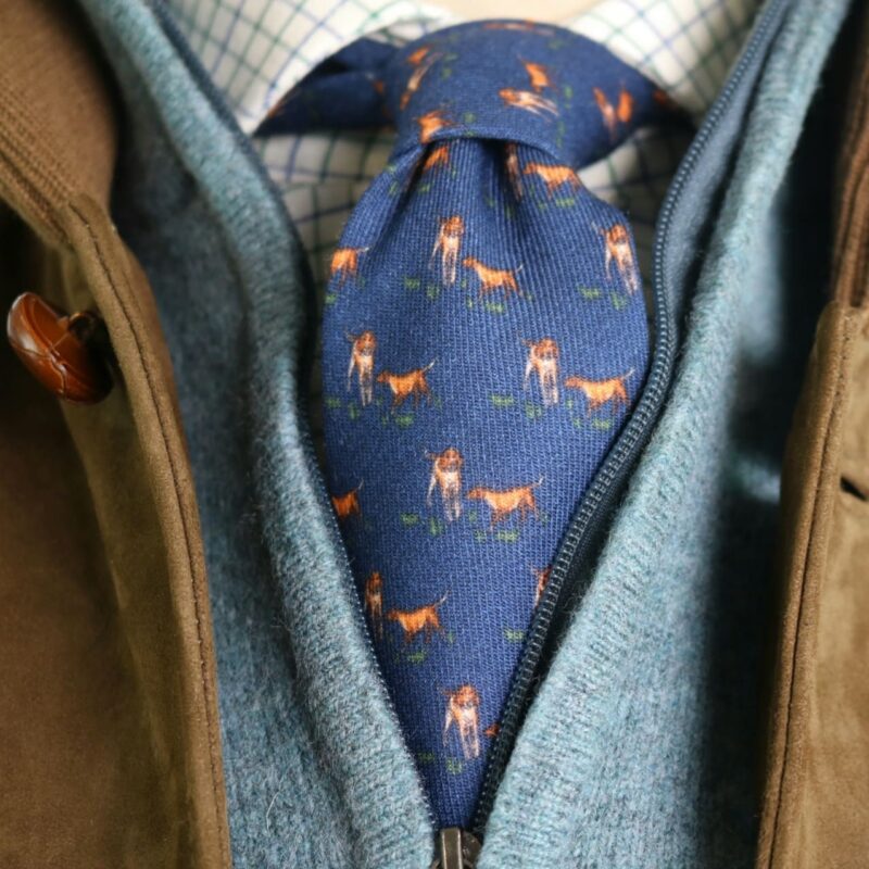 Corbata de lana Perros azul