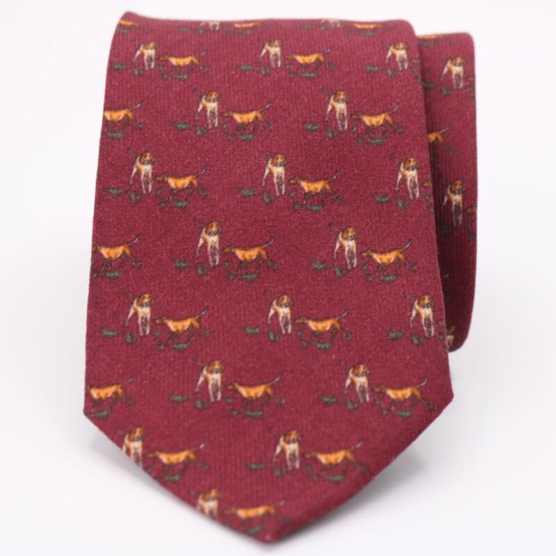 Corbata de lana Perros grana