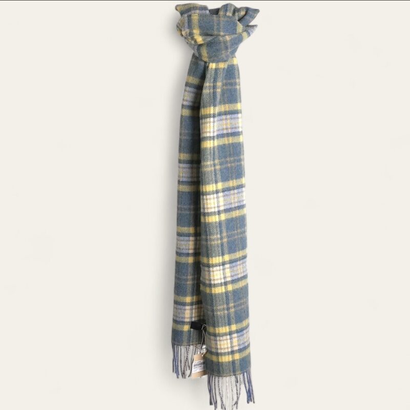 Bufandas de cuadros azul y amarillo
