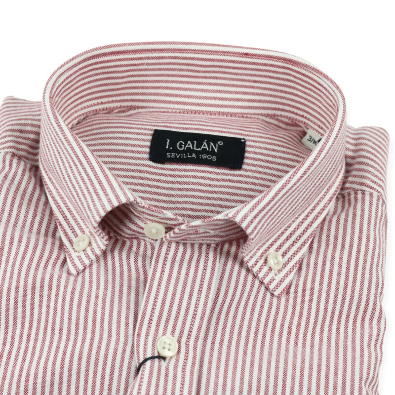 Camisa Oxford rayas burdeo y blanca