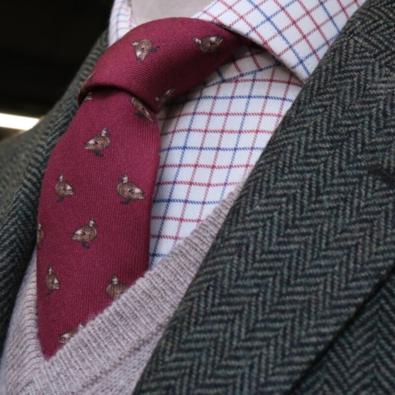 Camisa «Forest» para corbata grana y azul