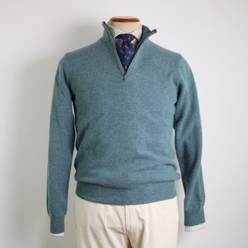 Jersey lambswool con cuello cremallera color caspian