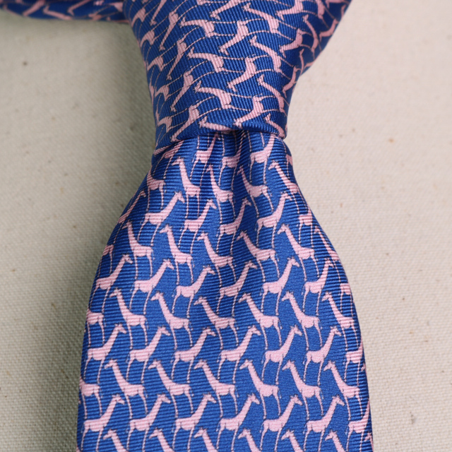 Corbata seda Jirafas azul