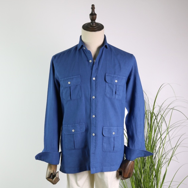 Camisa 4 bolsillos azul indigo