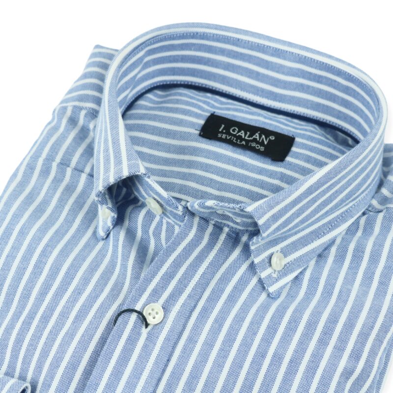 Camisa Oxford azul barra blanca